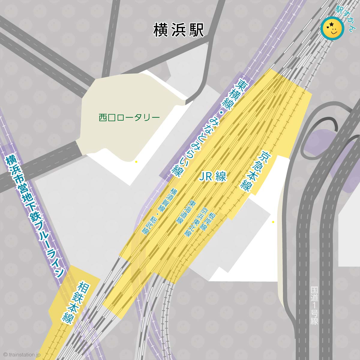 横浜駅路線図と周辺マップ