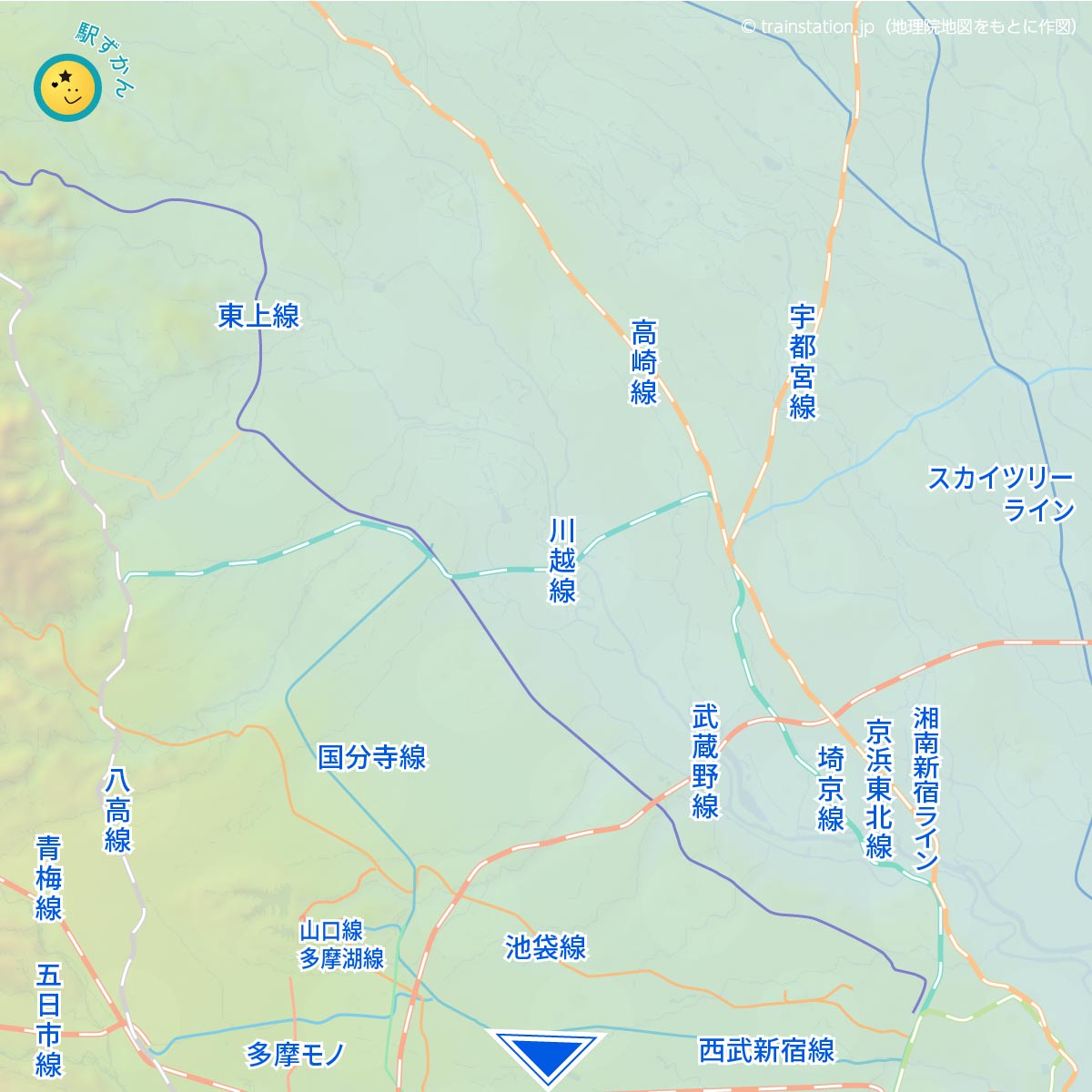 東京都北部・埼玉県の鉄道路線図