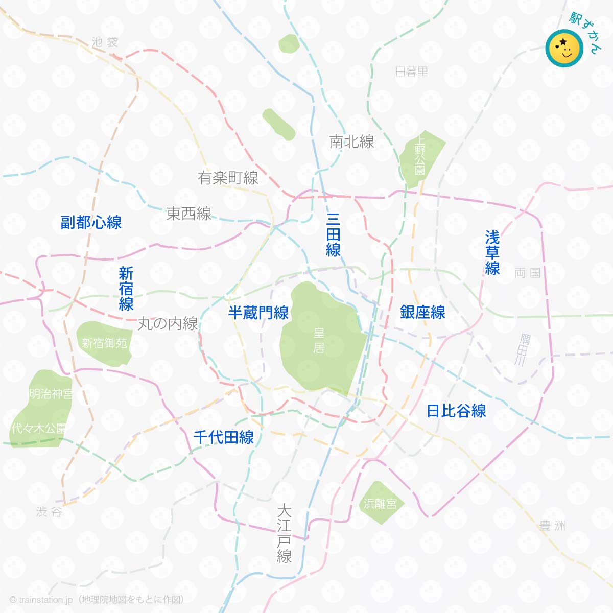 東京都内の地下鉄路線図