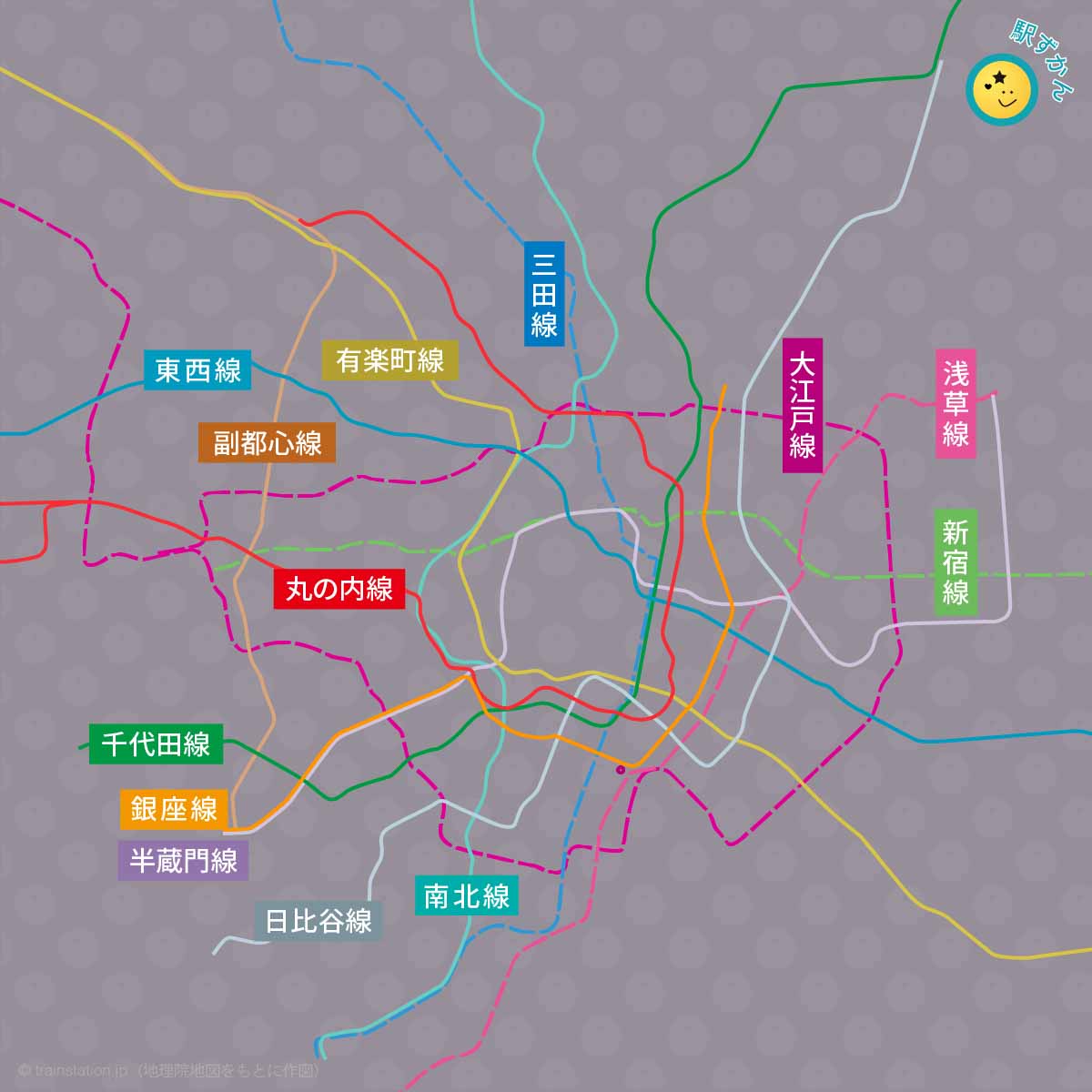 東京都内の地下鉄路線図