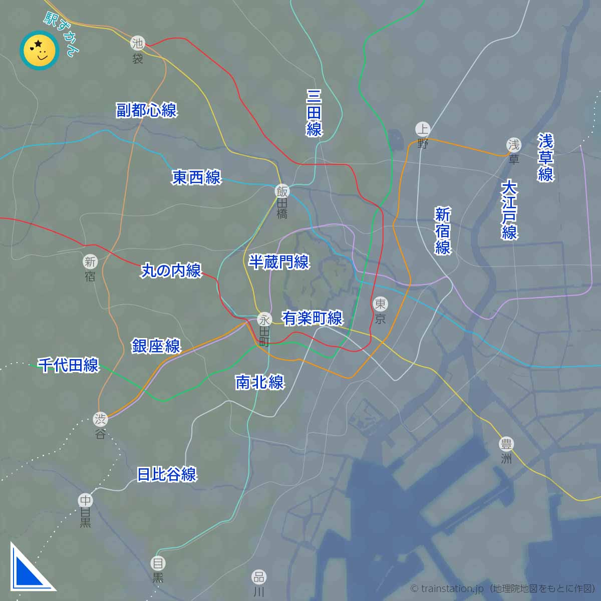 東京都心の地下鉄路線図