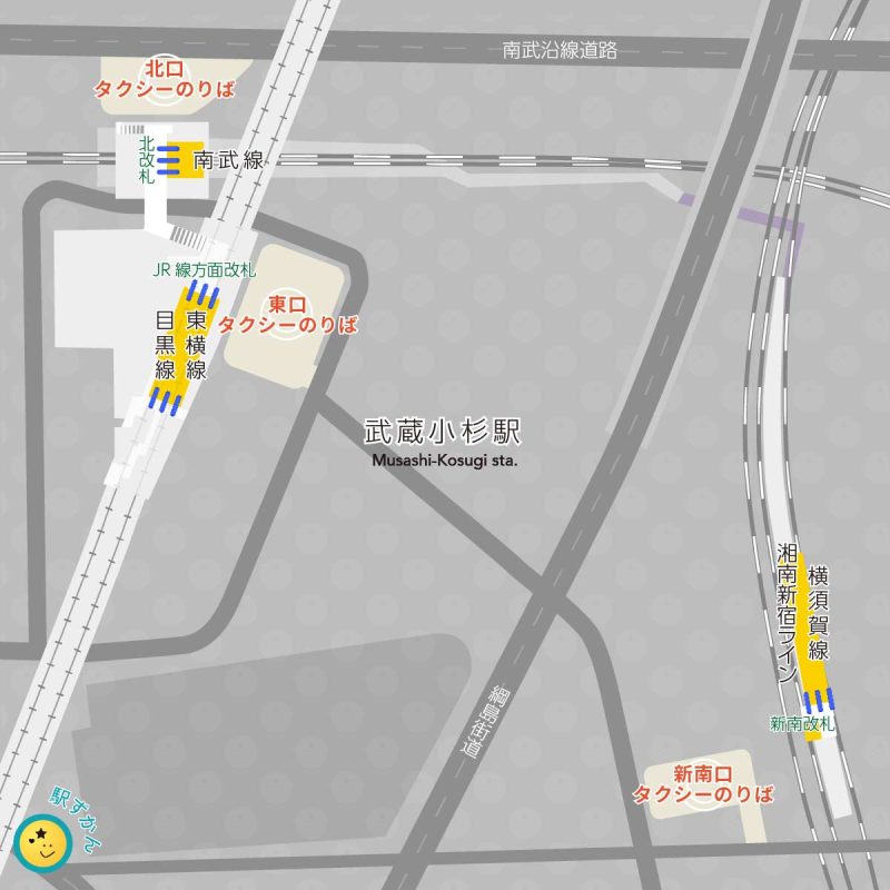 武蔵小杉駅タクシー乗り場マップ