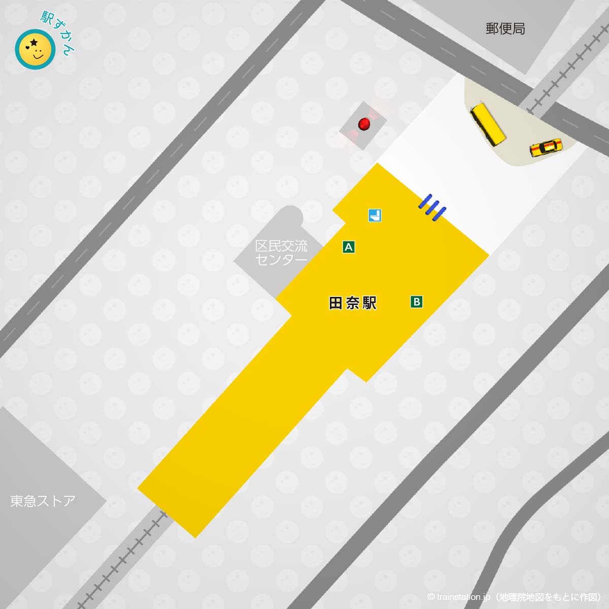 田奈駅構内図と周辺マップ