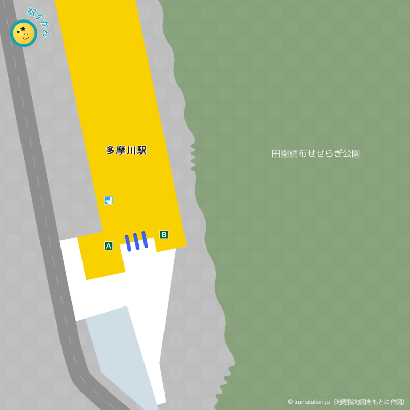 多摩川駅構内図と周辺マップ