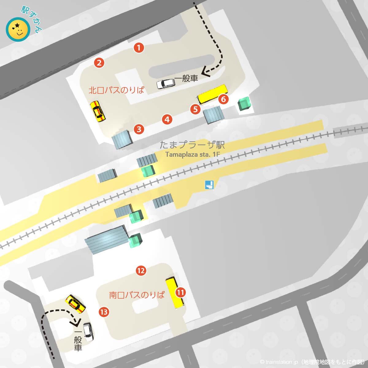 たまプラーザ駅ロータリーバス乗り場と一般車寄せマップ
