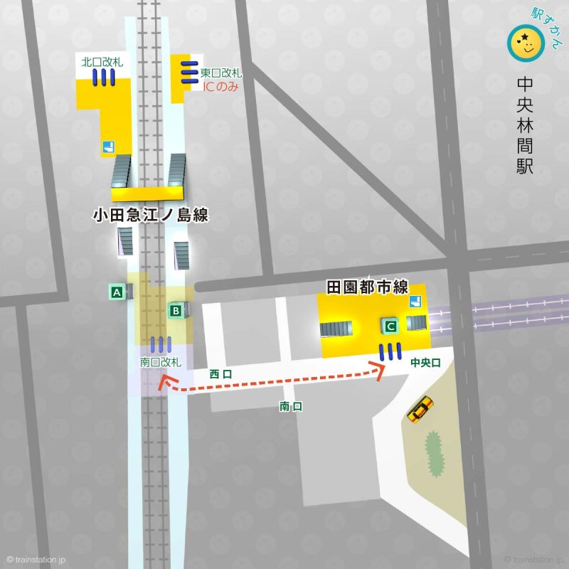 中央林間駅構内図と周辺マップ