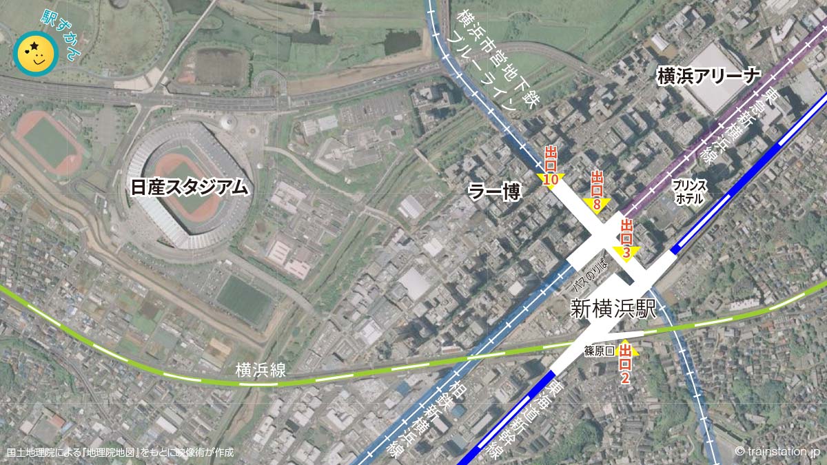 新横浜駅路線図と周辺マップ