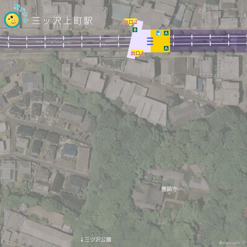 三ッ沢上町駅構内図と周辺マップ