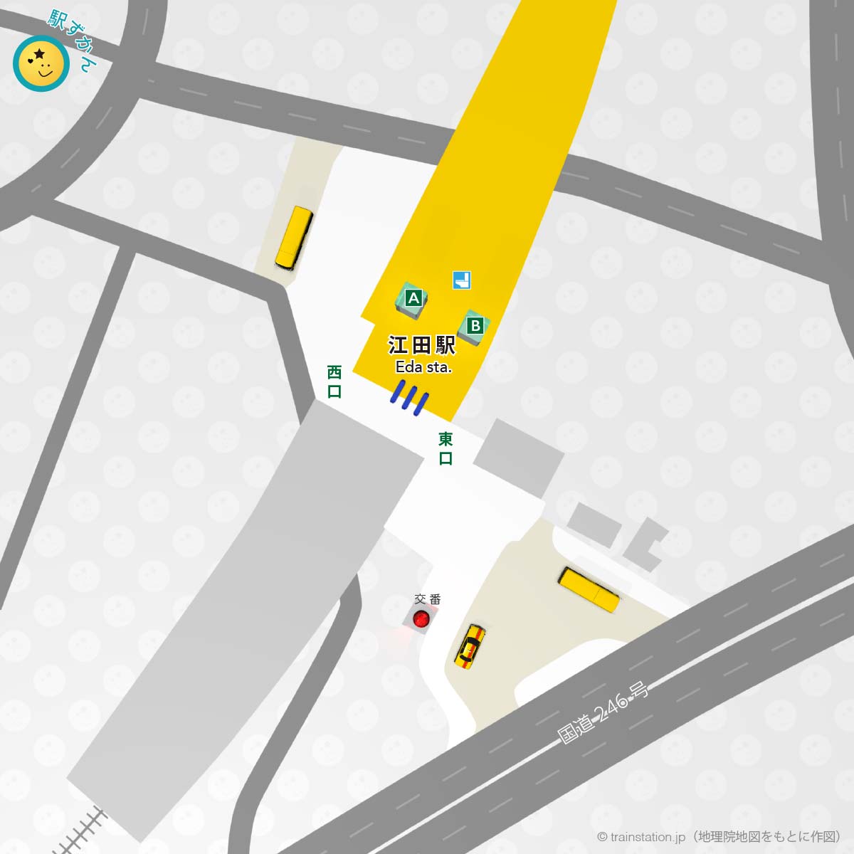 江田駅構内図と周辺マップ