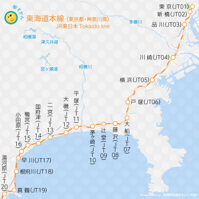 東海道貨物線路線図: 東海道貨物線 旅客化 – SNERO