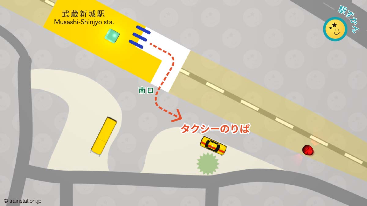 武蔵新城駅タクシー乗り場マップ