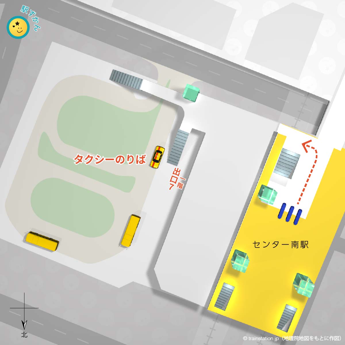 センター南駅タクシー乗り場マップ・構内図