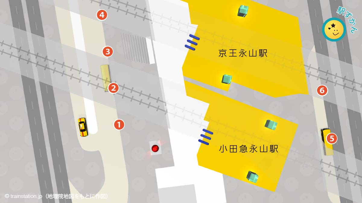 小田急永山駅・京王永山駅バスロータリーマップ