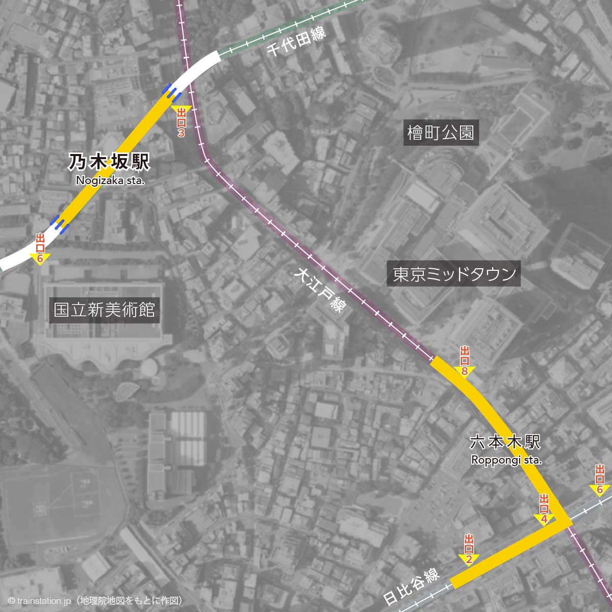 乃木坂駅構内図と周辺マップ