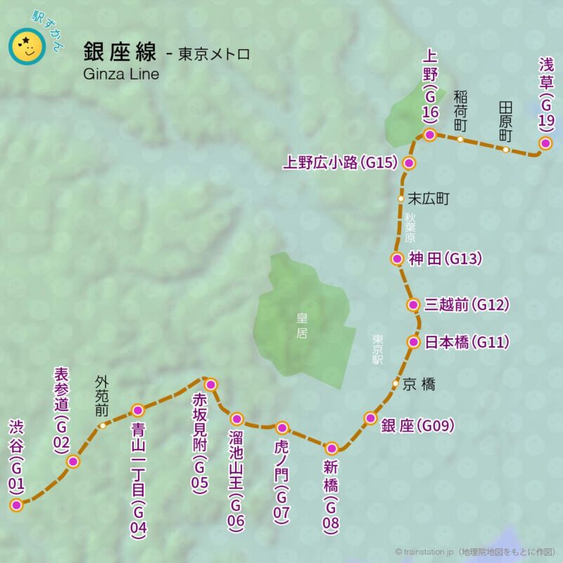 東京メトロ銀座線路線図