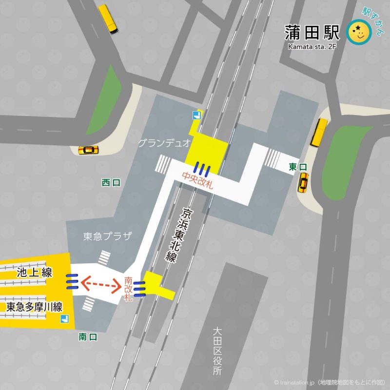 蒲田駅構内図と周辺マップ