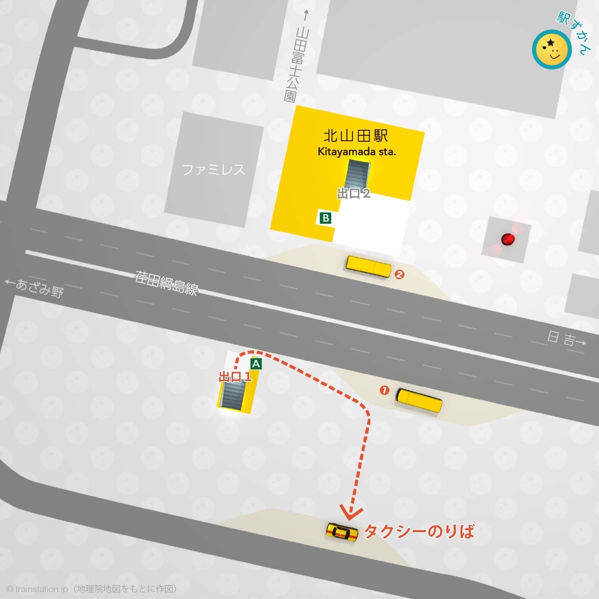 北山田駅タクシー乗り場マップ