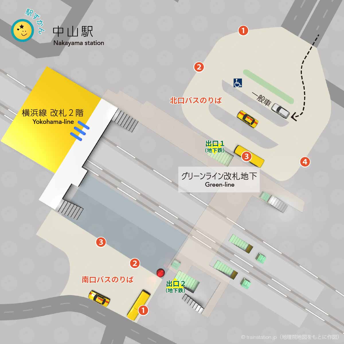 中山駅バスロータリーマップ
