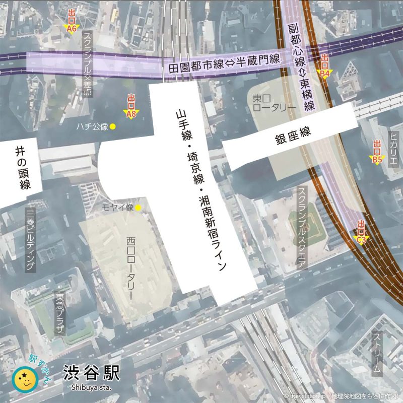 渋谷駅路線図と各駅構内図