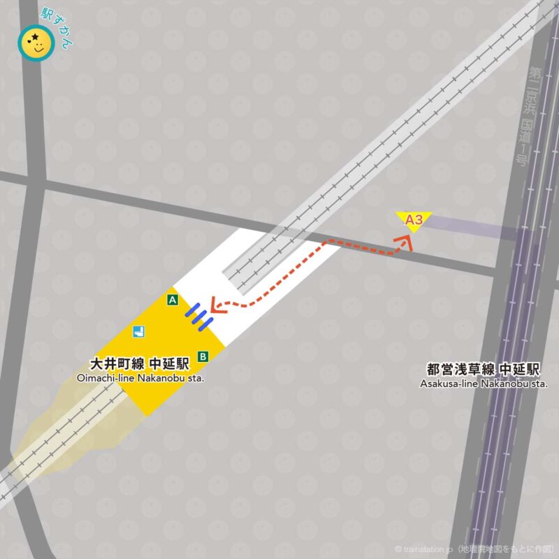 中延駅構内図と周辺マップ