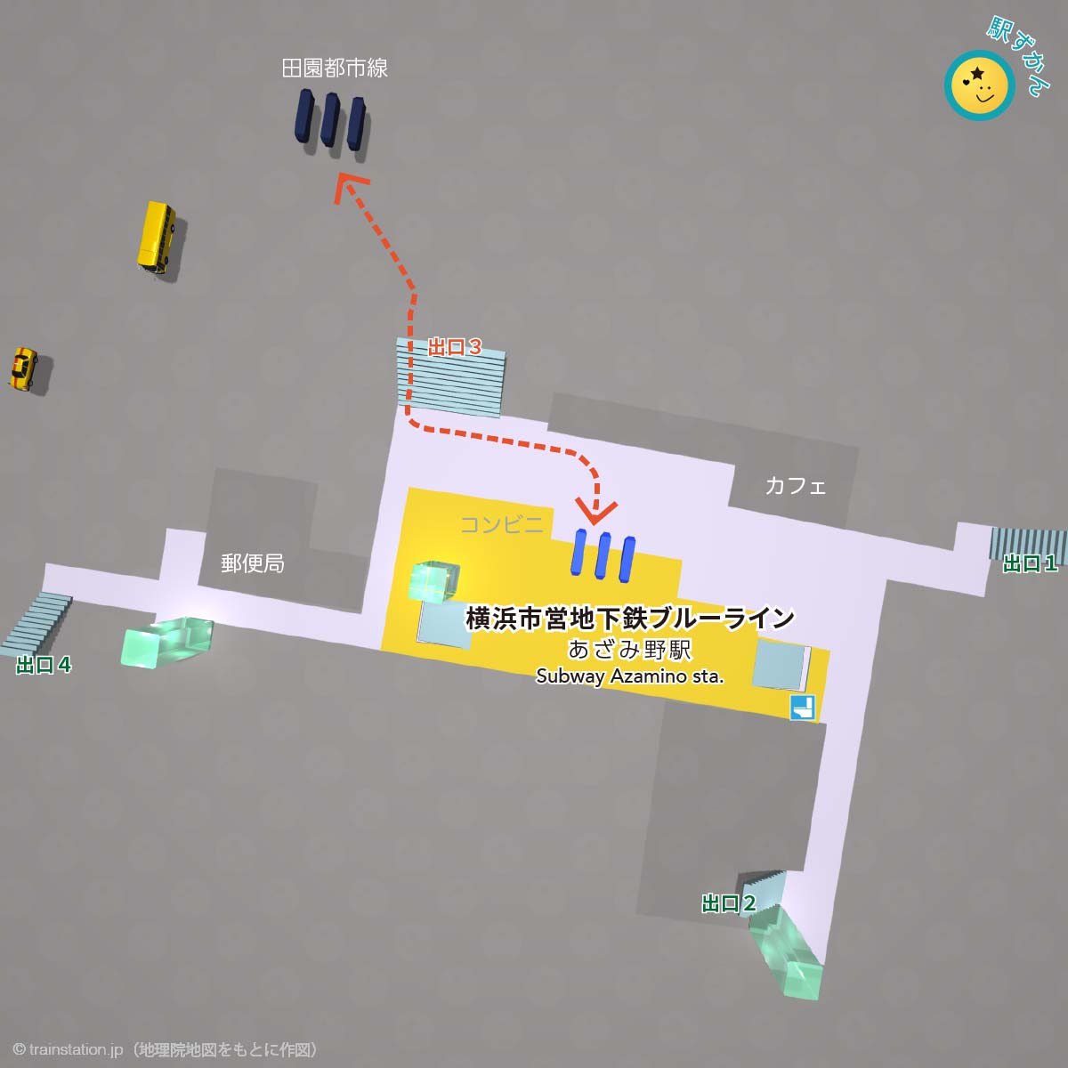 横浜市営地下鉄ブルーラインあざみ野駅構内図マップ