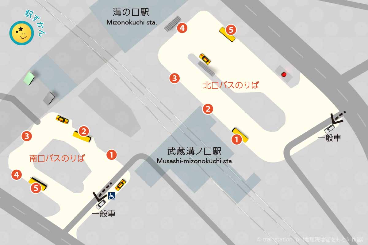 溝の口駅,武蔵溝ノ口駅ロータリーマップ