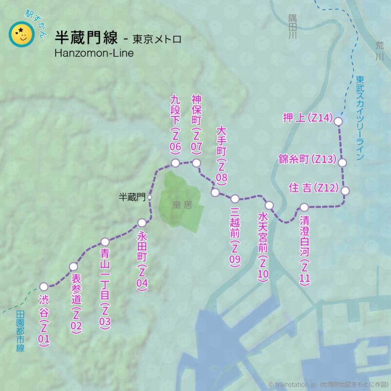 東京メトロ半蔵門線路線図マップ
