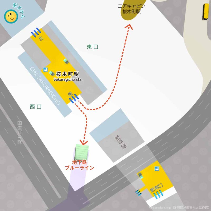 JR桜木町駅構内図と周辺マップ