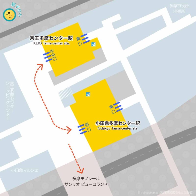 小田急多摩センター駅・京王多摩センター駅構内図と周辺マップ