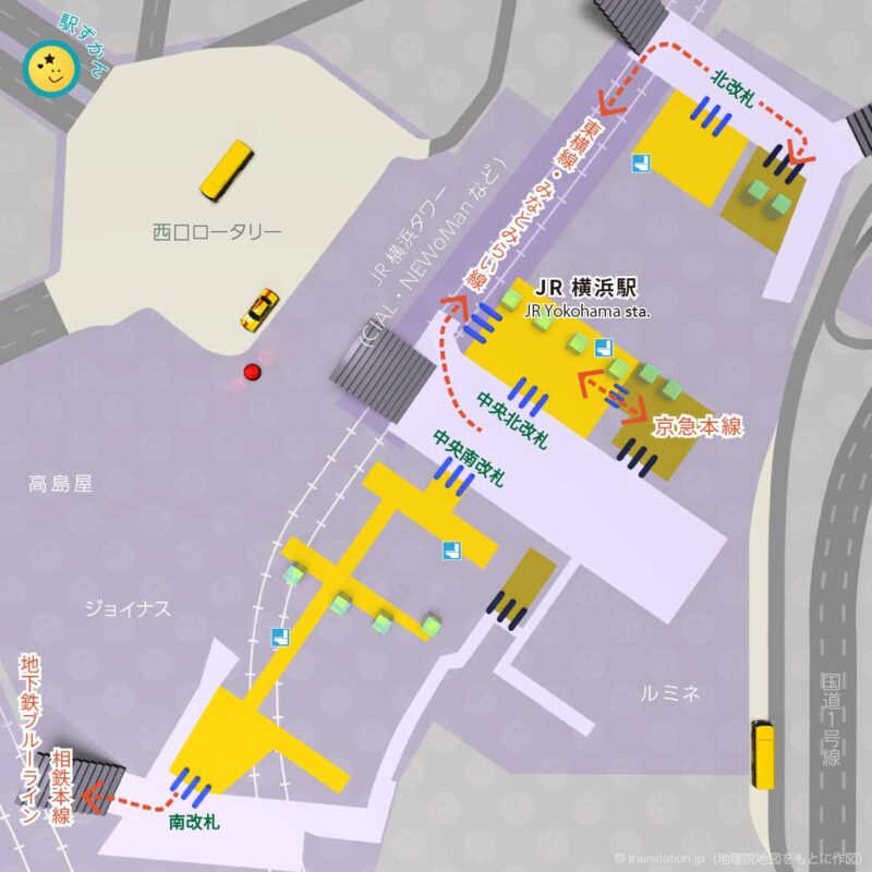 JR横浜駅構内図と周辺マップ