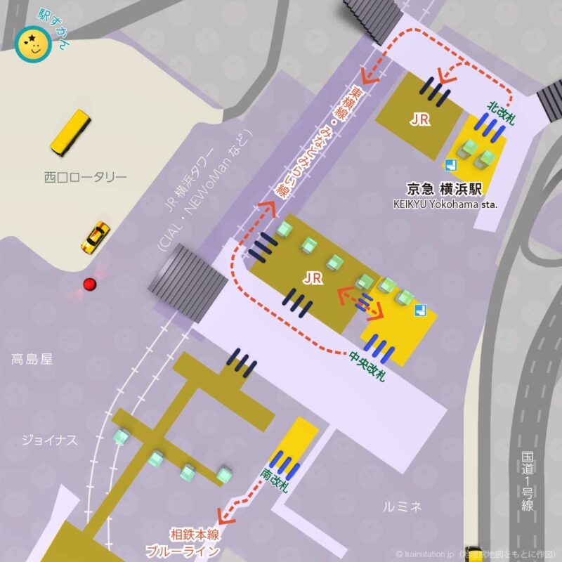 京急横浜駅構内図と周辺マップ