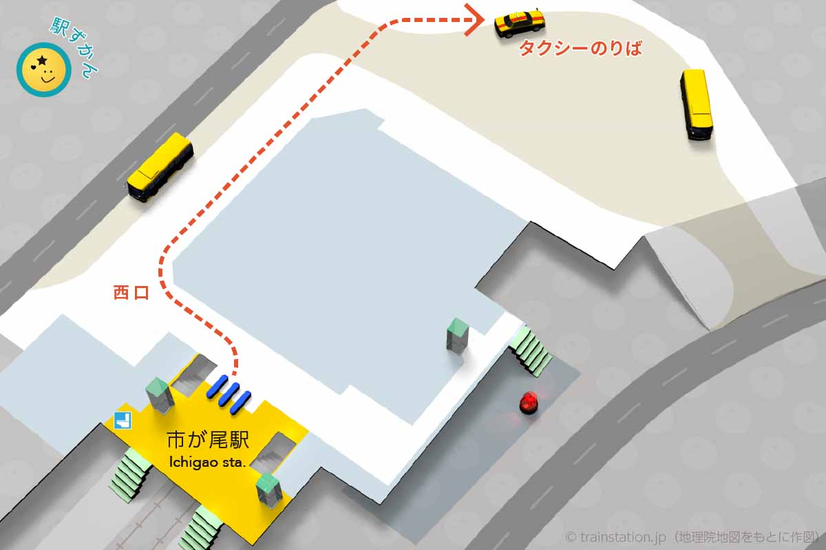 市が尾駅タクシー乗り場マップ