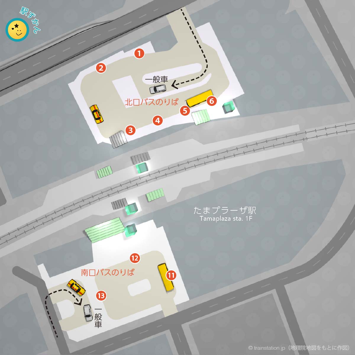 たまプラーザ駅ロータリーバス乗り場と一般車寄せマップ