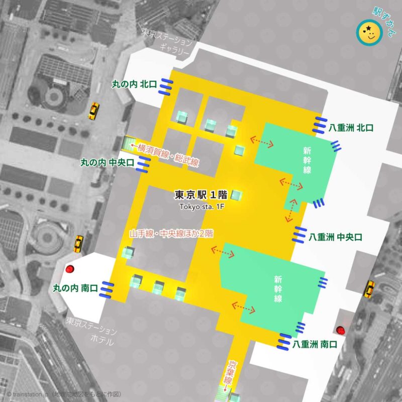 東京駅構内図と周辺マップ