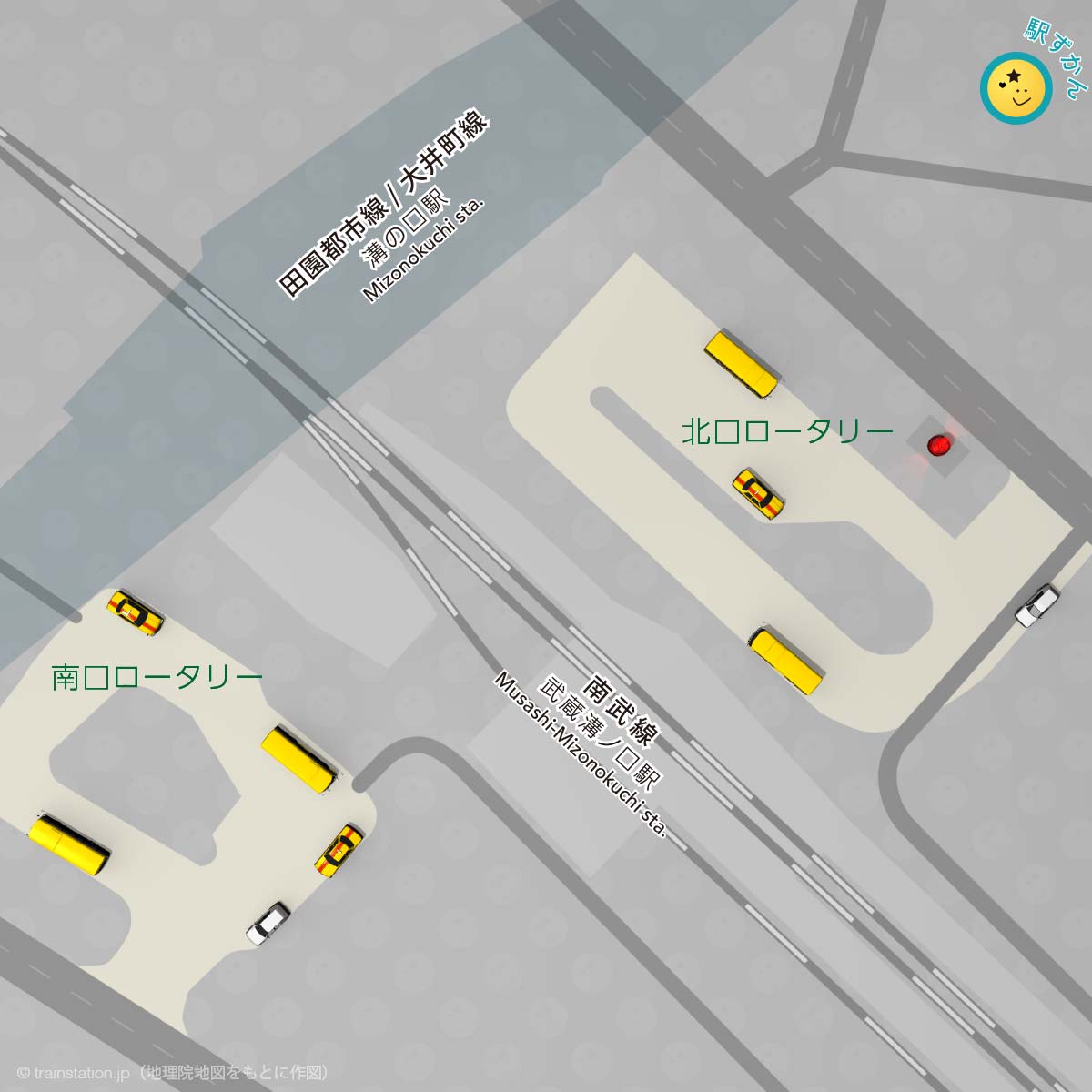 武蔵溝ノ口駅と溝の口駅 乗り入れ路線図