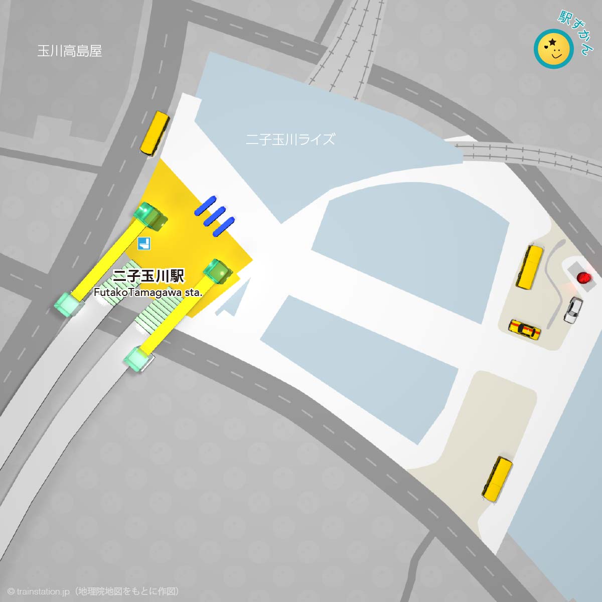 二子玉川駅構内図と周辺マップ