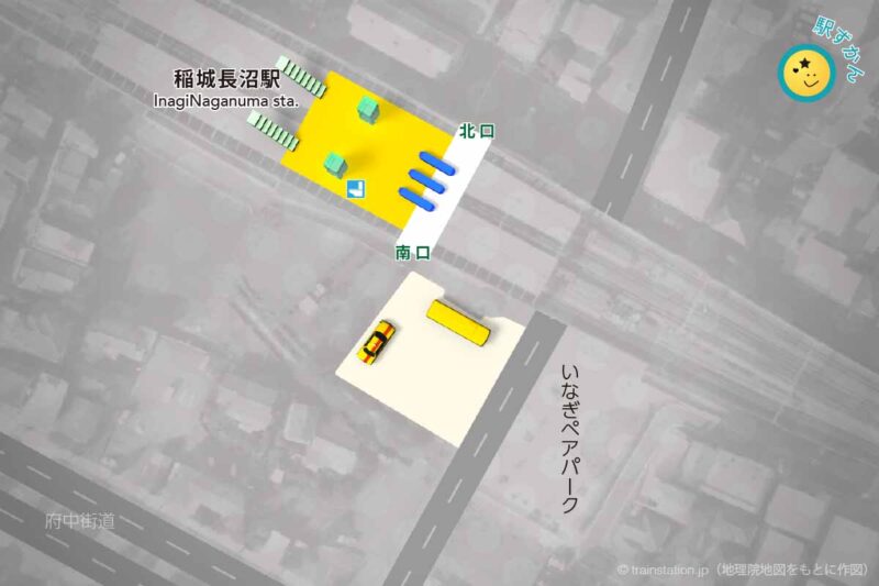 稲城長沼駅構内図と周辺地図