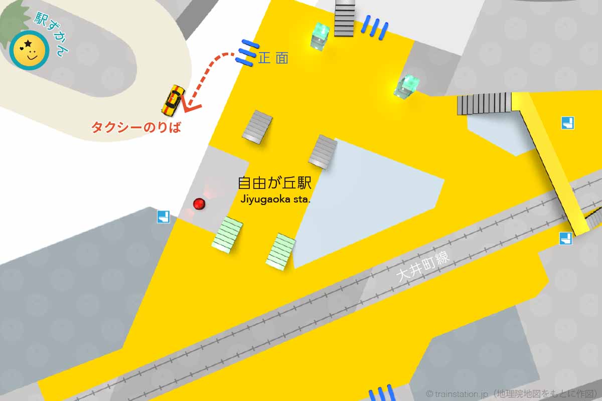 自由が丘駅タクシー乗り場マップ