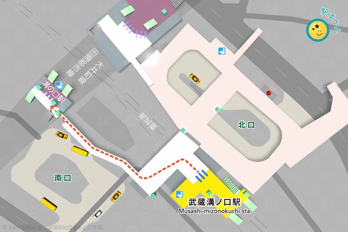 武蔵溝ノ口駅と周辺地図