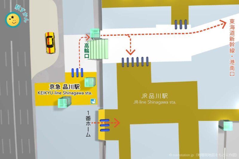 京急線の品川駅構内図と周辺マップ