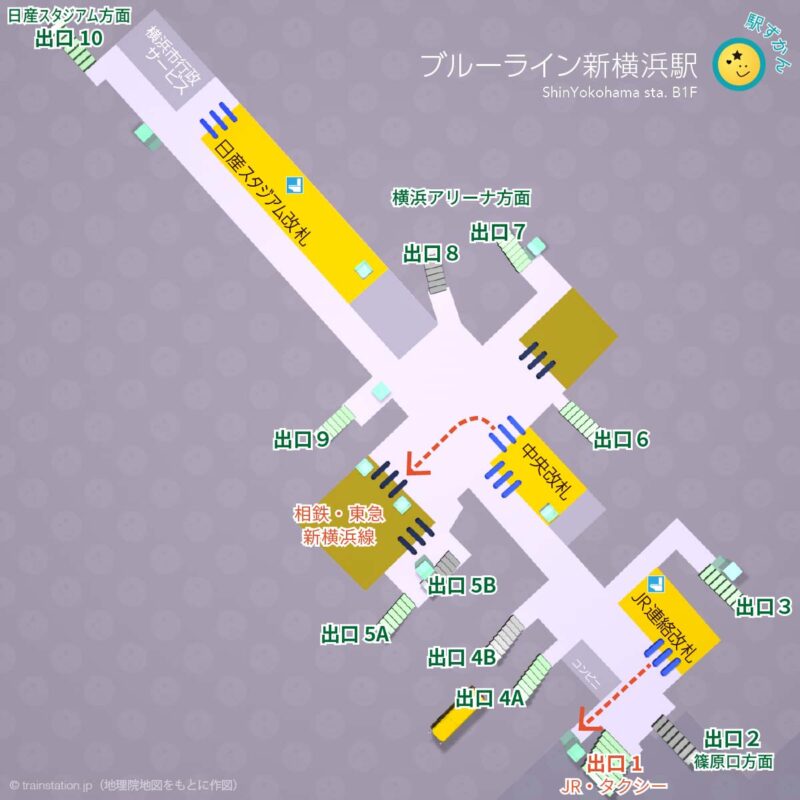 横浜市営地下鉄ブルーライン新横浜駅構内図