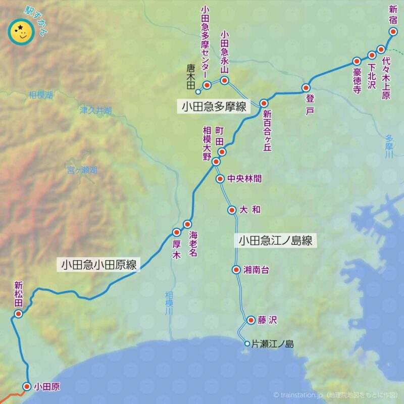 小田急線路線図と地形図