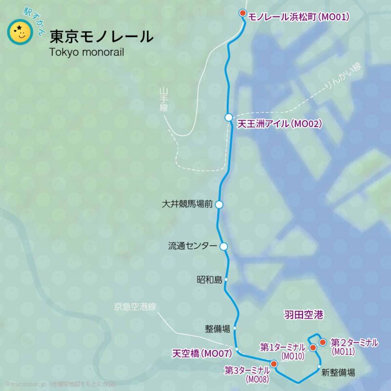 東京モノレール路線図と周辺マップ