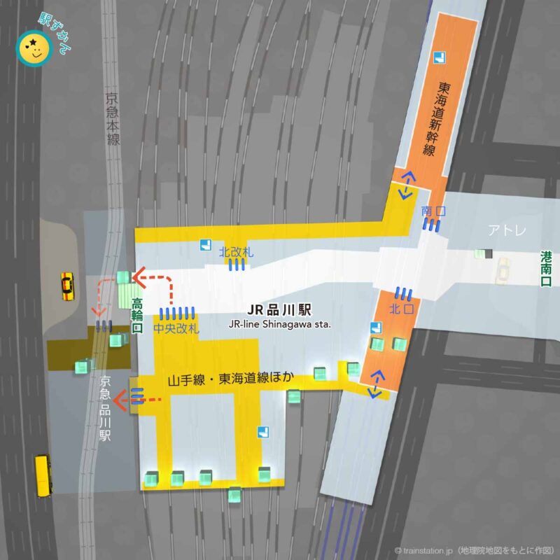 JR品川駅構内図と周辺マップ