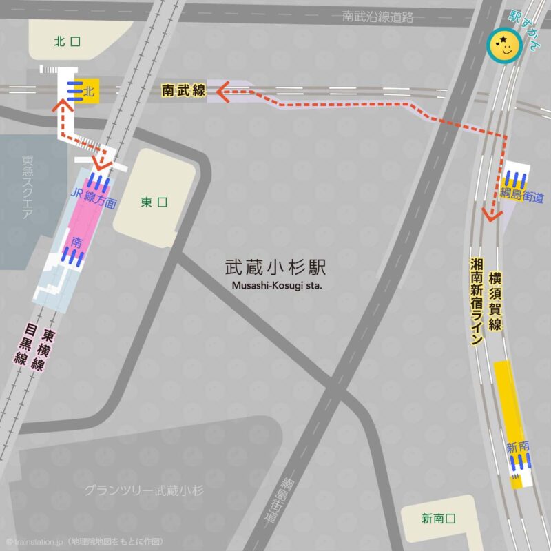 武蔵小杉駅構内図と周辺マップ