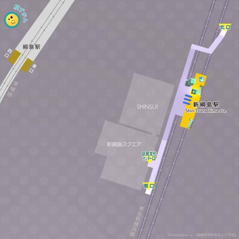 新綱島駅構内図と周辺マップ