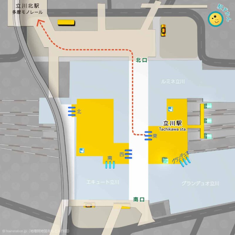 JR立川駅構内図と周辺マップ