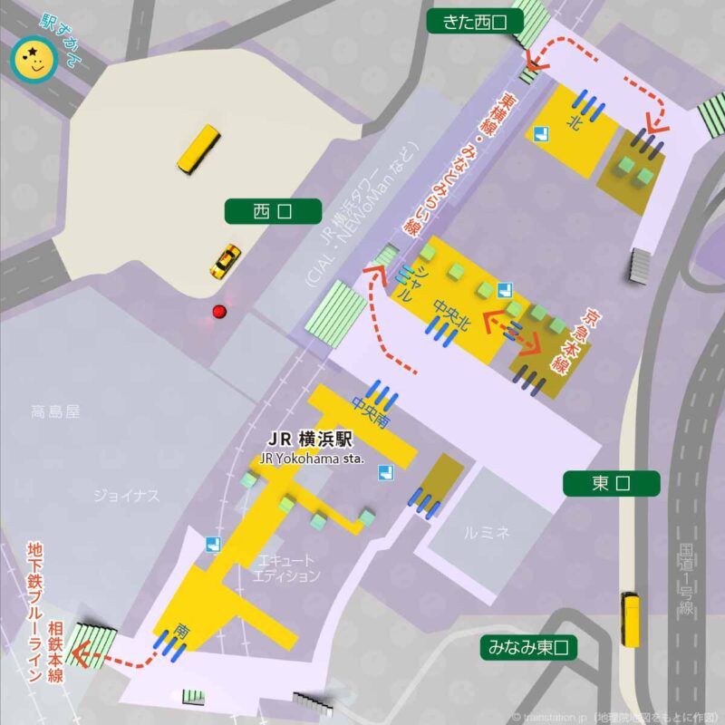 JR横浜駅構内図と周辺マップ