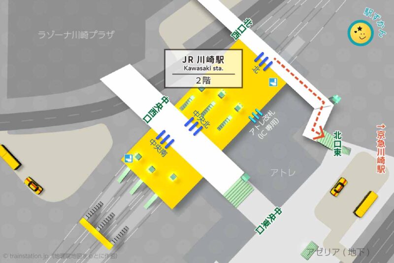 JR川崎駅構内図と周辺地図