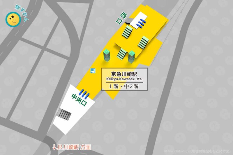 京急川崎駅構内図と周辺地図